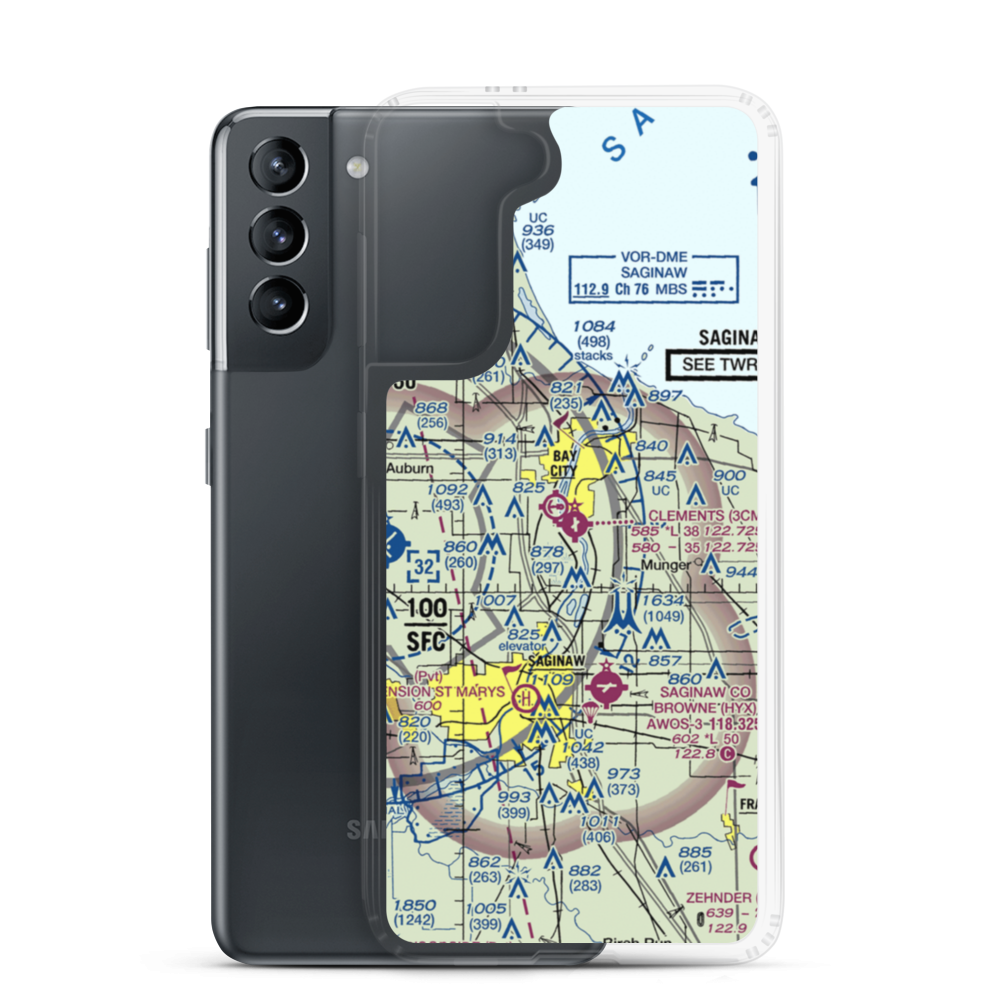 James Clements Municipal Airport (3CM) VFR Sectional Samsung Case Samsung Galaxy S21 model shown