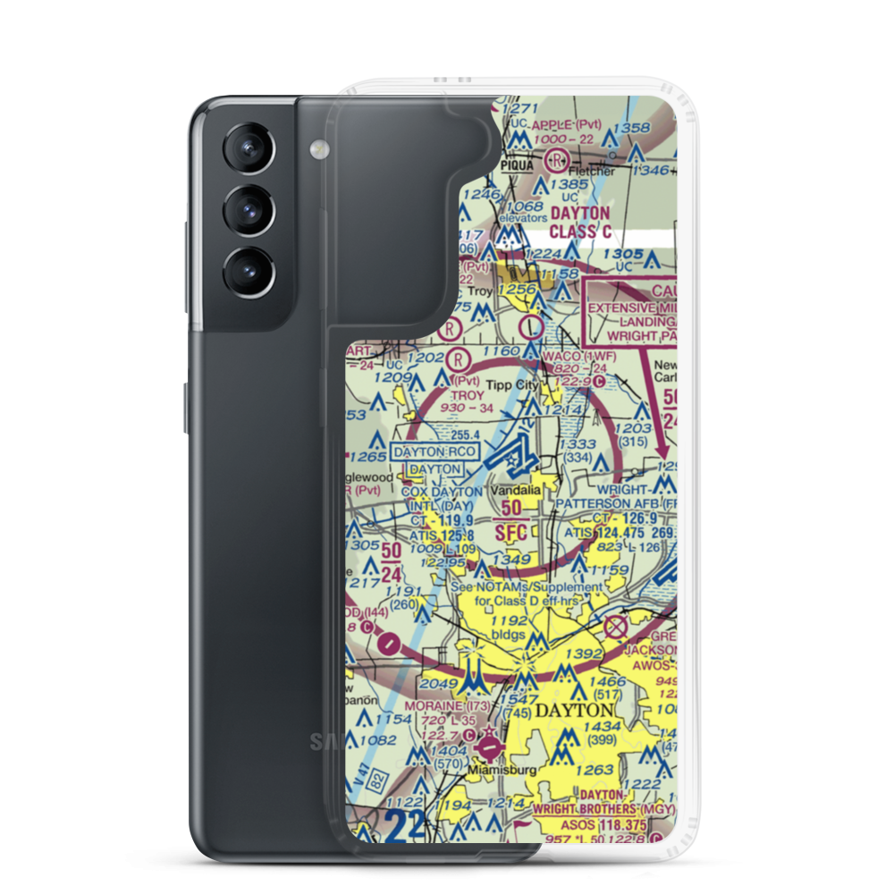 James M Cox Dayton International Airport (DAY) VFR Sectional Samsung Case Samsung Galaxy S21 model shown