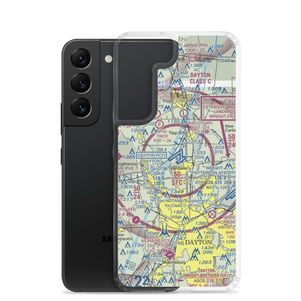 James M Cox Dayton International Airport (DAY) VFR Sectional Samsung Case Samsung Galaxy S22 model shown