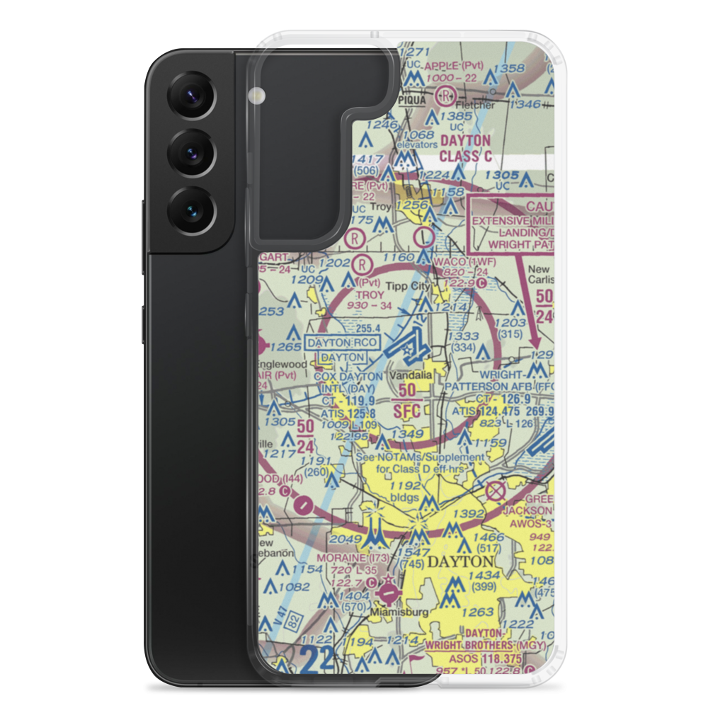 James M Cox Dayton International Airport (DAY) VFR Sectional Samsung Case Samsung Galaxy S22 Plus model shown