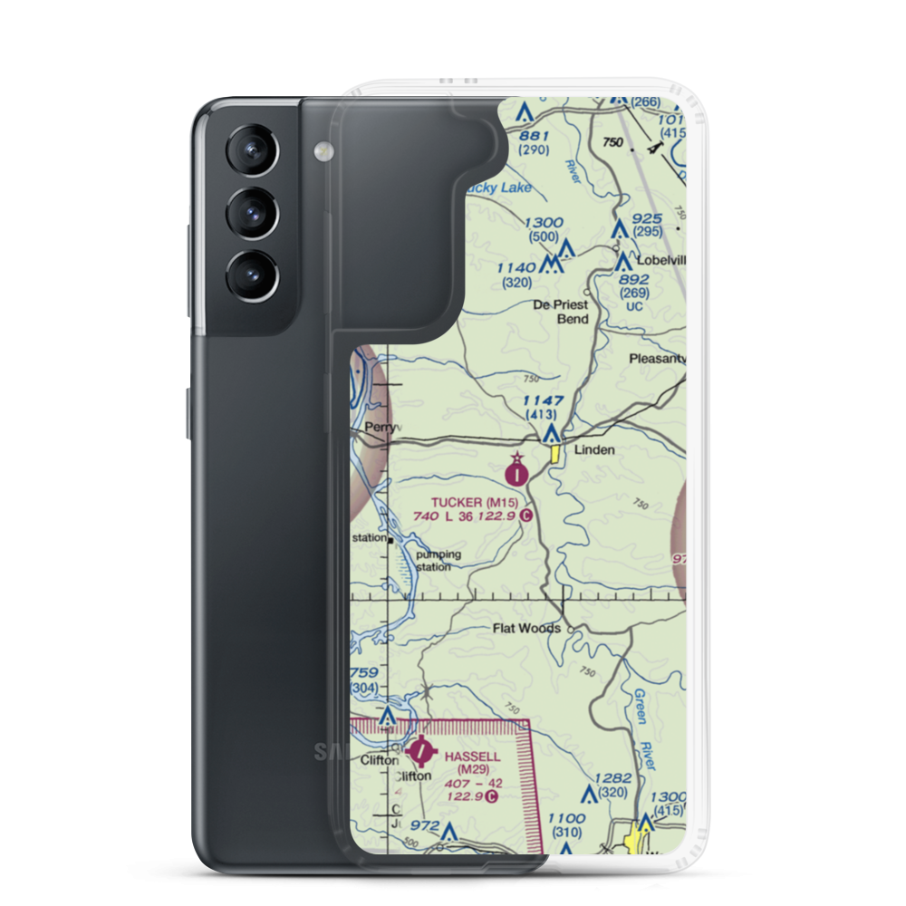 James Tucker Airport (M15) VFR Sectional Samsung Case Samsung Galaxy S21 model shown