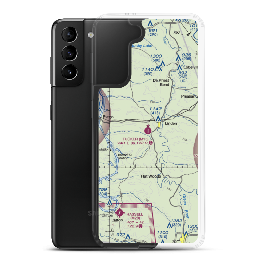 James Tucker Airport (M15) VFR Sectional Samsung Case Samsung Galaxy S21 Plus model shown