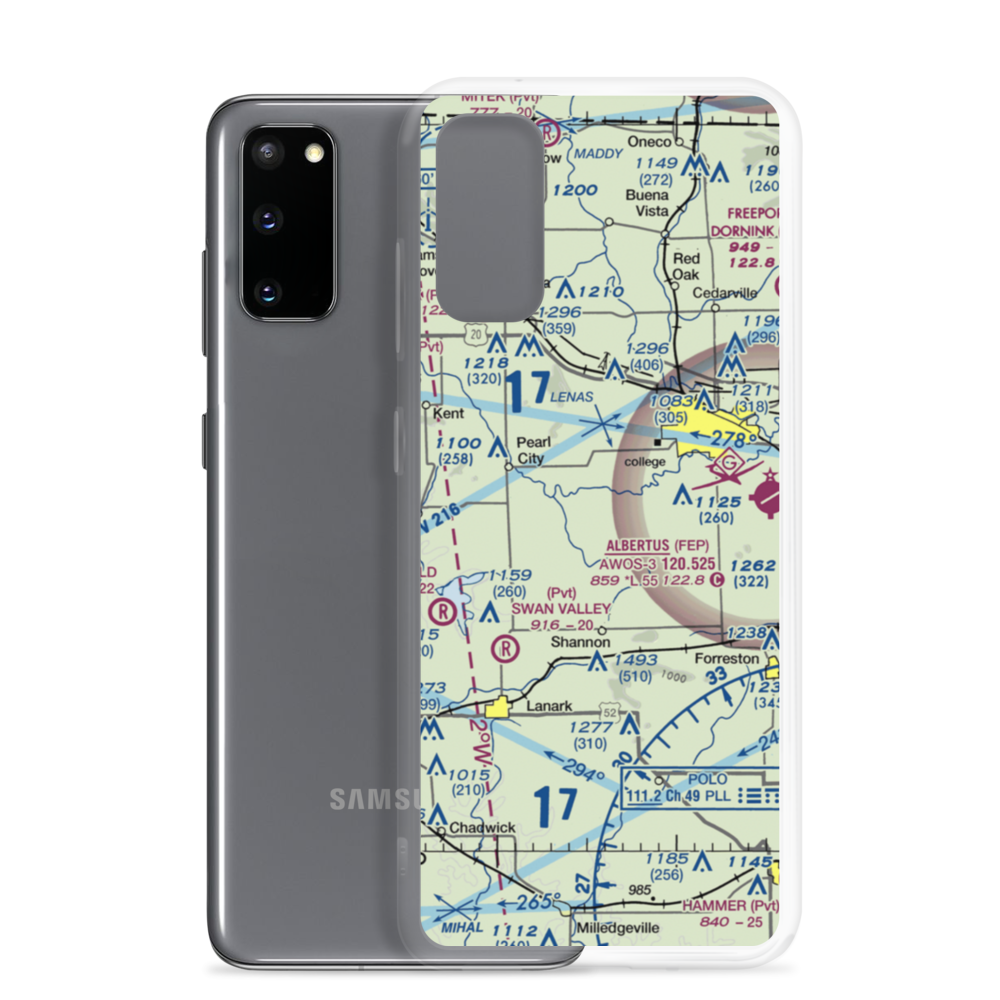 Janssen Airport (1LL6) VFR Sectional Samsung Case Samsung Galaxy S20 model shown