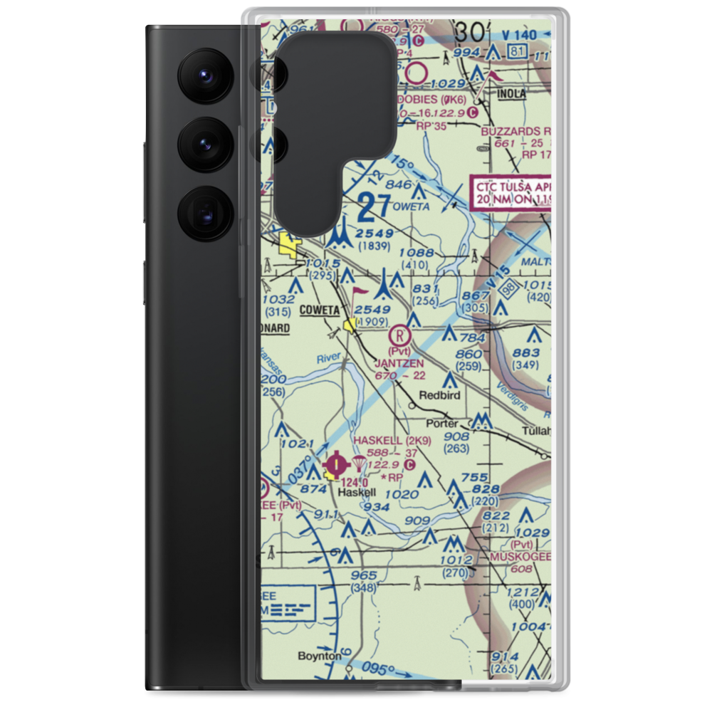 Jantzen Airport (93OK) VFR Sectional Samsung Case Samsung Galaxy S22 Ultra model shown