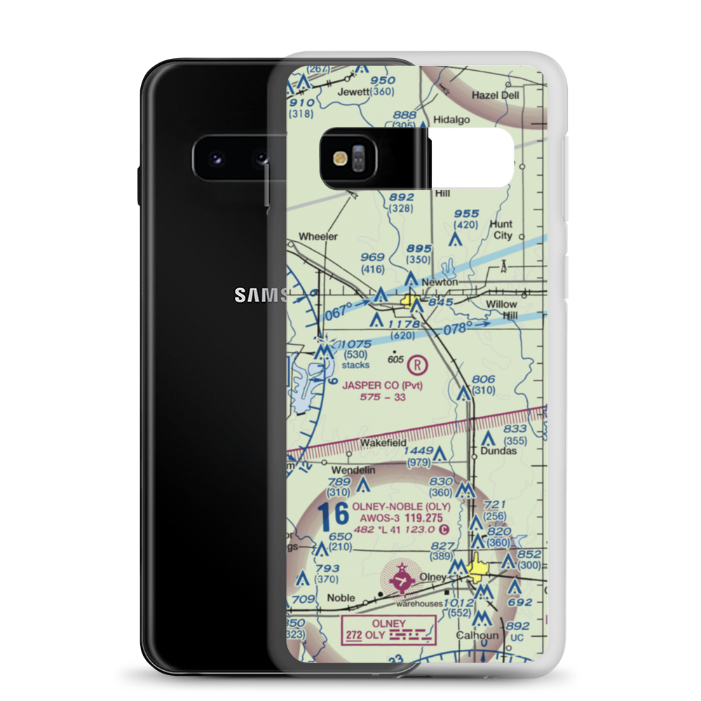Jasper County Flying Club Airport (7LL3) VFR Sectional Samsung Case Samsung Galaxy S10 model shown