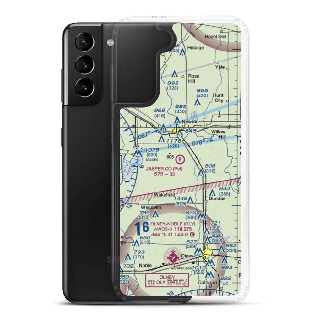 Jasper County Flying Club Airport (7LL3) VFR Sectional Samsung Case Samsung Galaxy S21 Plus model shown