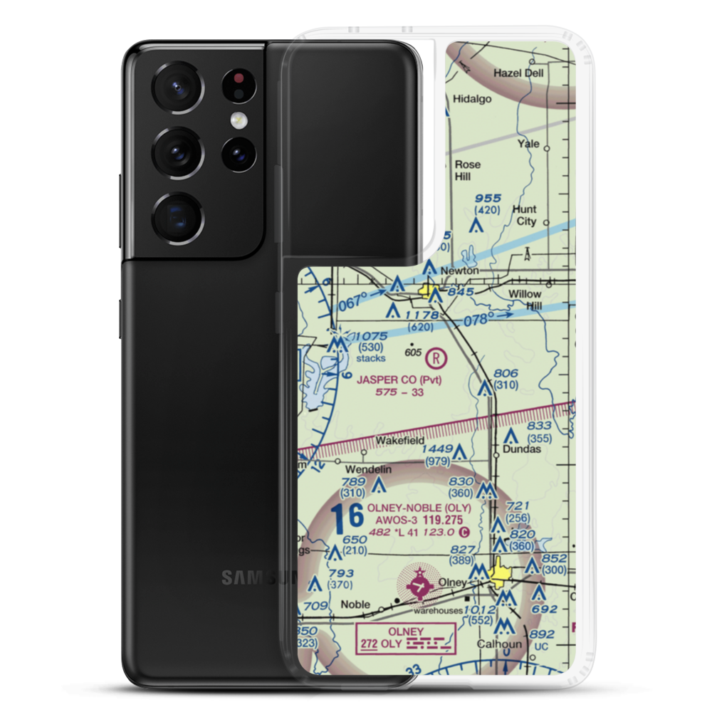 Jasper County Flying Club Airport (7LL3) VFR Sectional Samsung Case Samsung Galaxy S21 Ultra model shown