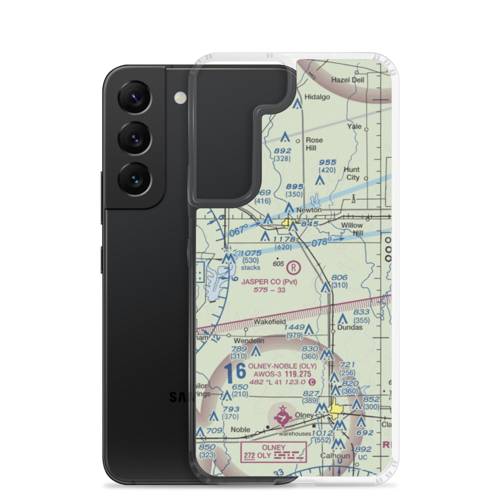 Jasper County Flying Club Airport (7LL3) VFR Sectional Samsung Case Samsung Galaxy S22 model shown