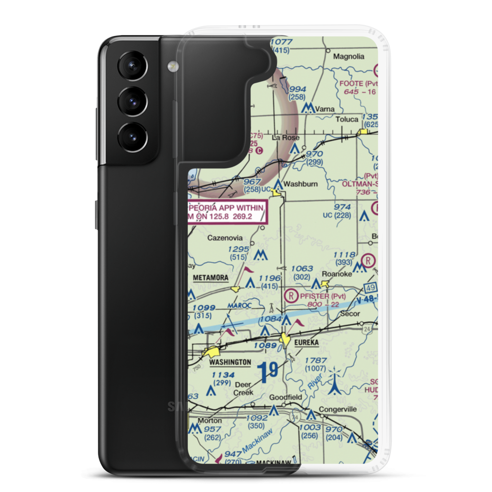 Jay Schertz Farm Airport (IS00) VFR Sectional Samsung Case Samsung Galaxy S21 Plus model shown