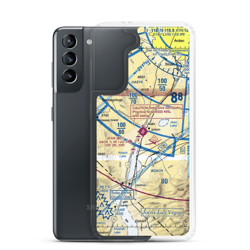 Jean Airport (0L7) VFR Sectional Samsung Case Samsung Galaxy S21 model shown