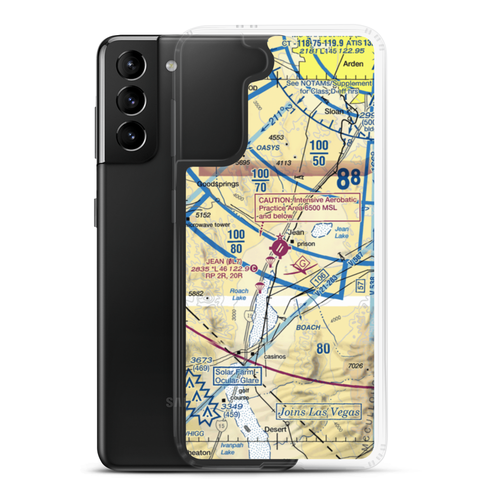Jean Airport (0L7) VFR Sectional Samsung Case Samsung Galaxy S21 Plus model shown