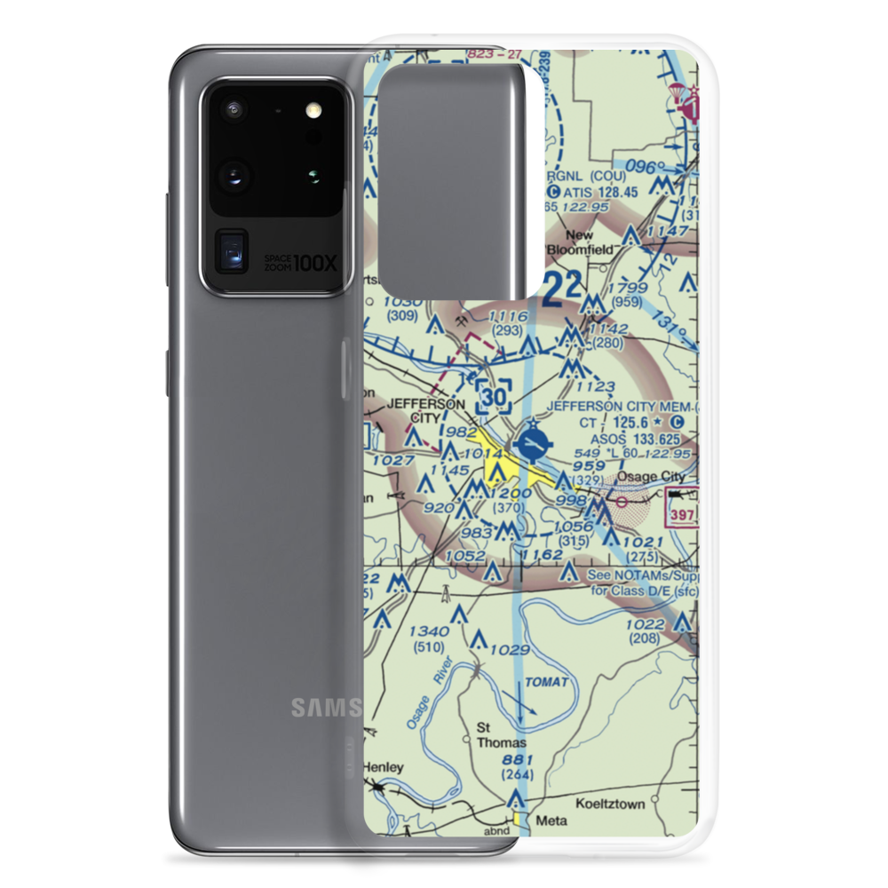 Jefferson City Memorial Airport (JEF) VFR Sectional Samsung Case Samsung Galaxy S20 Ultra model shown