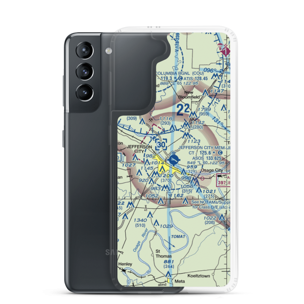 Jefferson City Memorial Airport (JEF) VFR Sectional Samsung Case Samsung Galaxy S21 model shown