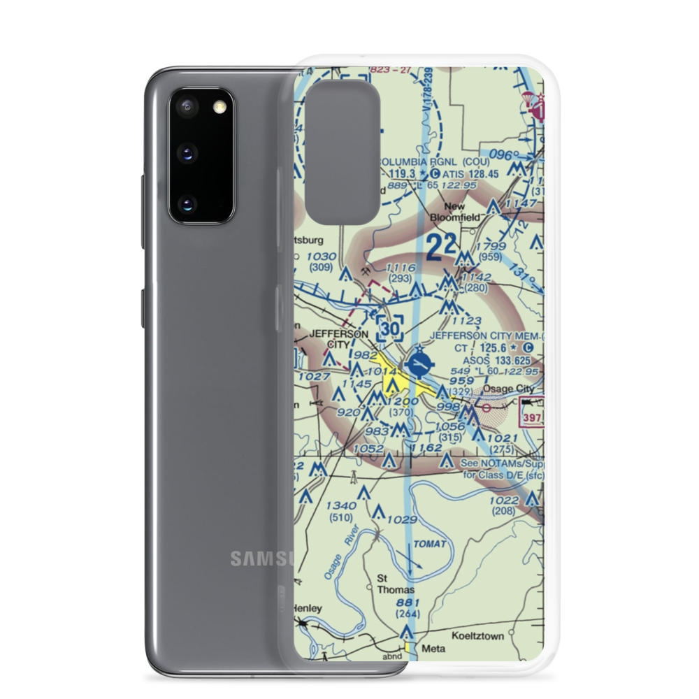Jefferson City Memorial Airport (JEF) VFR Sectional Samsung Case Samsung Galaxy S20 model shown