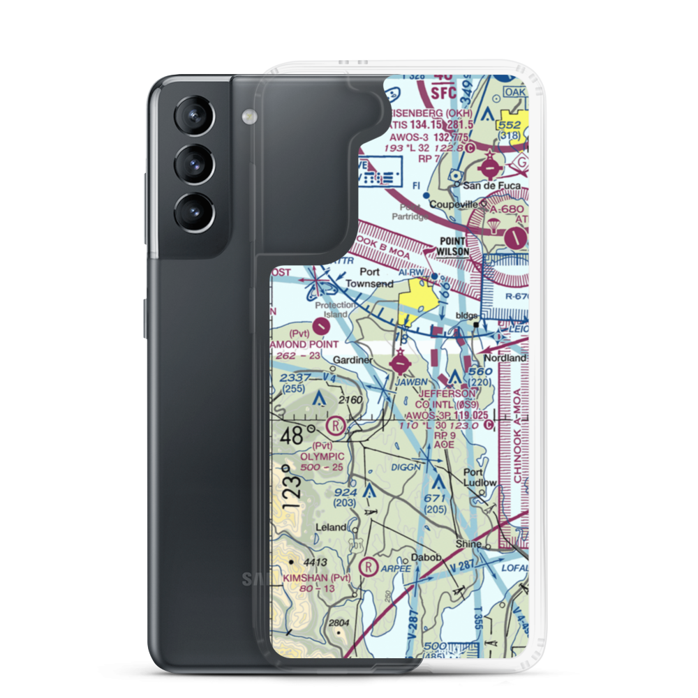 Jefferson County International Airport (0S9) VFR Sectional Samsung Case Samsung Galaxy S21 model shown