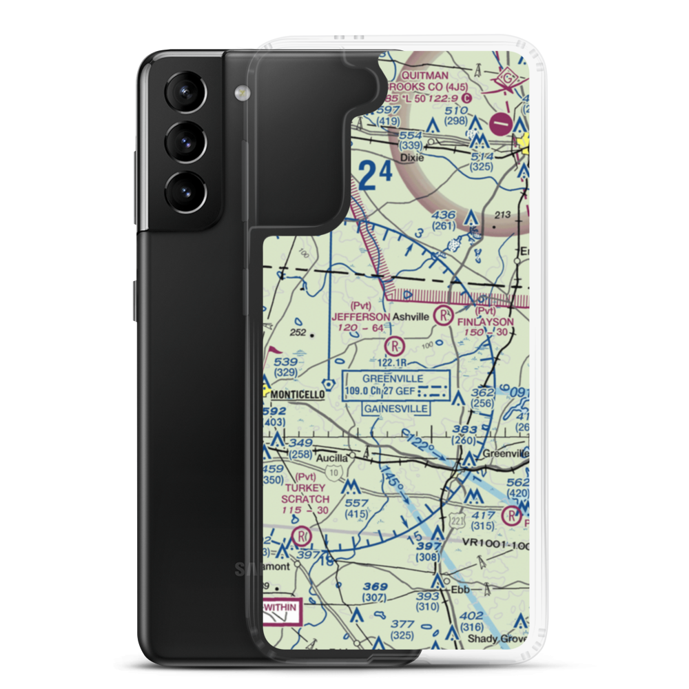 Jefferson Landings Airport (74FL) VFR Sectional Samsung Case Samsung Galaxy S21 Plus model shown