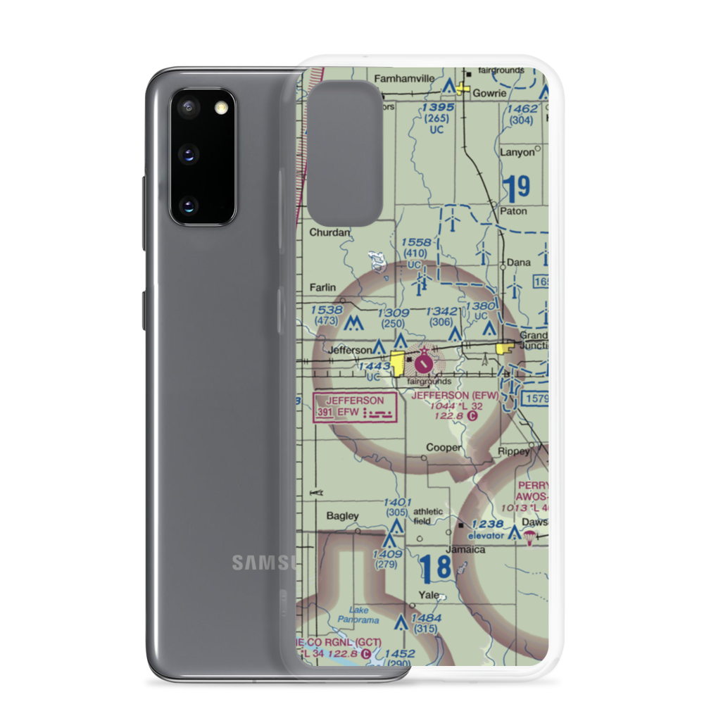 Jefferson Municipal Airport (EFW) VFR Sectional Samsung Case Samsung Galaxy S20 model shown