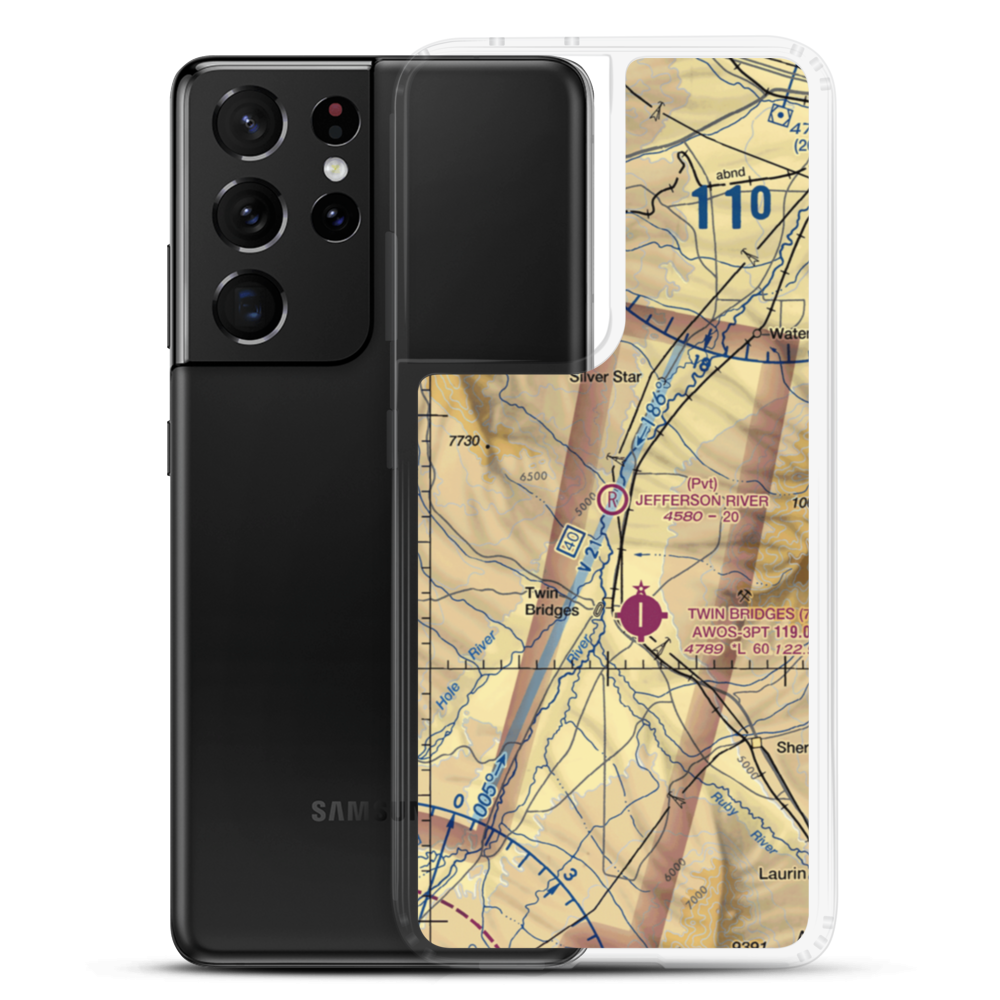 Jefferson River Airport (MT62) VFR Sectional Samsung Case Samsung Galaxy S21 Ultra model shown