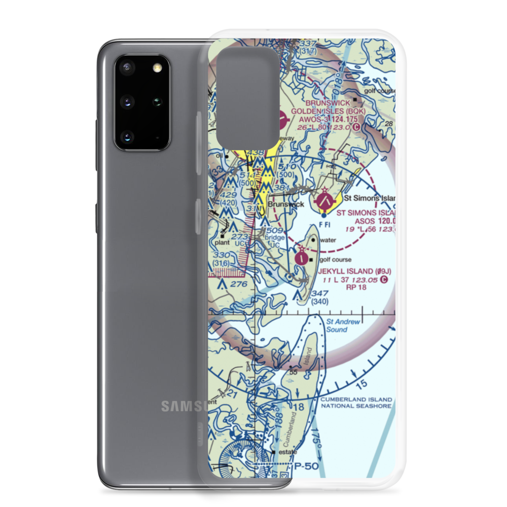 Jekyll Island Airport (09J) VFR Sectional Samsung Case Samsung Galaxy S20 Plus model shown