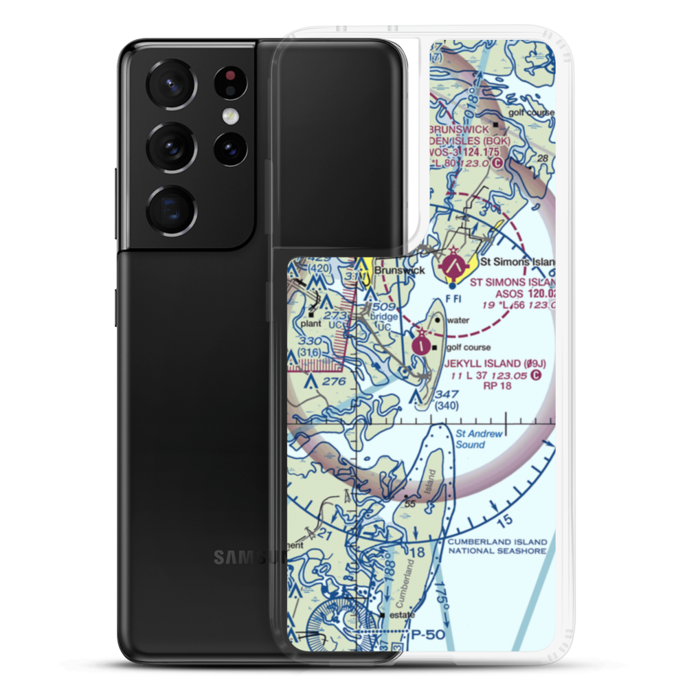 Jekyll Island Airport (09J) VFR Sectional Samsung Case Samsung Galaxy S21 Ultra model shown