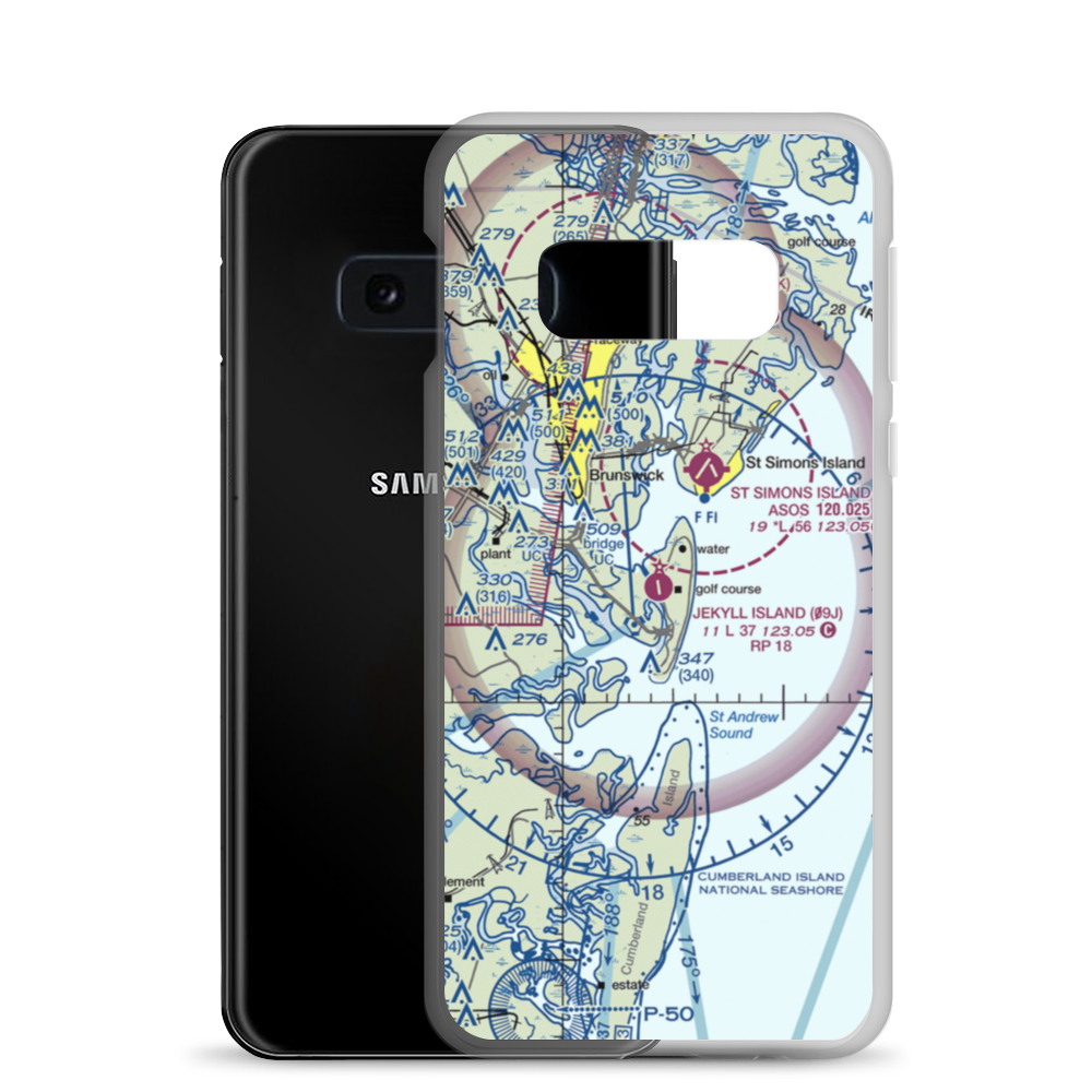 Jekyll Island Airport (09J) VFR Sectional Samsung Case Samsung Galaxy S10e model shown