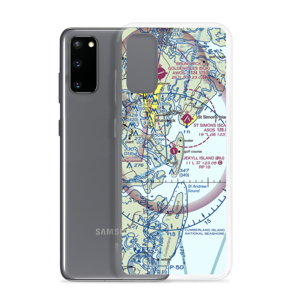Jekyll Island Airport (09J) VFR Sectional Samsung Case Samsung Galaxy S20 model shown