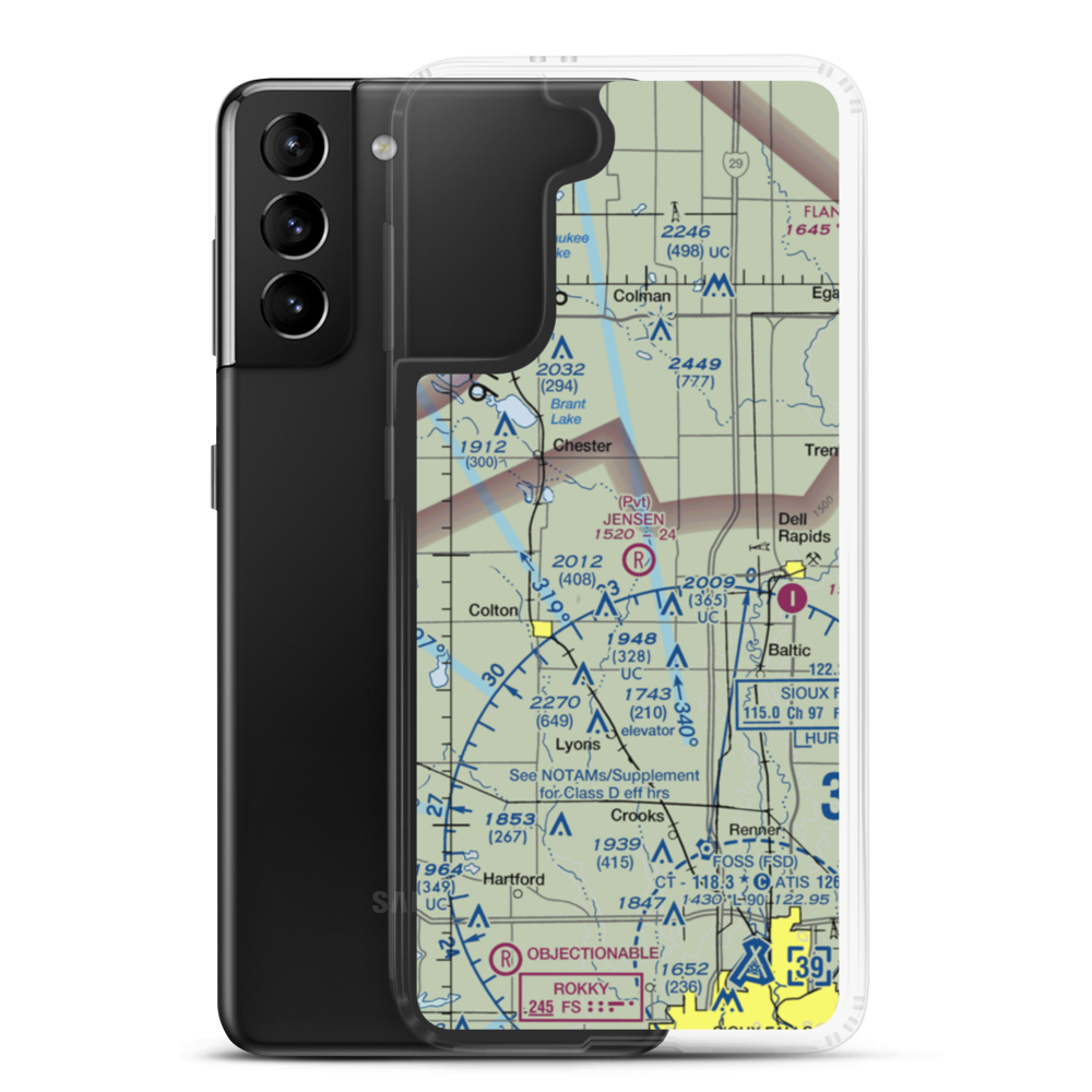 Jensen Airport (SD46) VFR Sectional Samsung Case Samsung Galaxy S21 Plus model shown