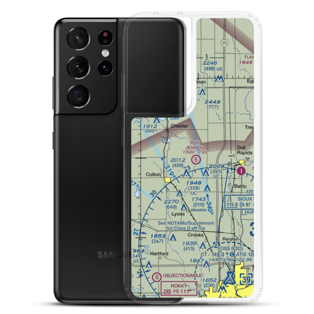Jensen Airport (SD46) VFR Sectional Samsung Case Samsung Galaxy S21 Ultra model shown