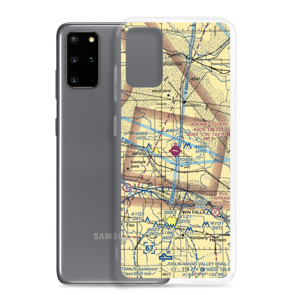Jerome County Airport (JER) VFR Sectional Samsung Case Samsung Galaxy S20 Plus model shown