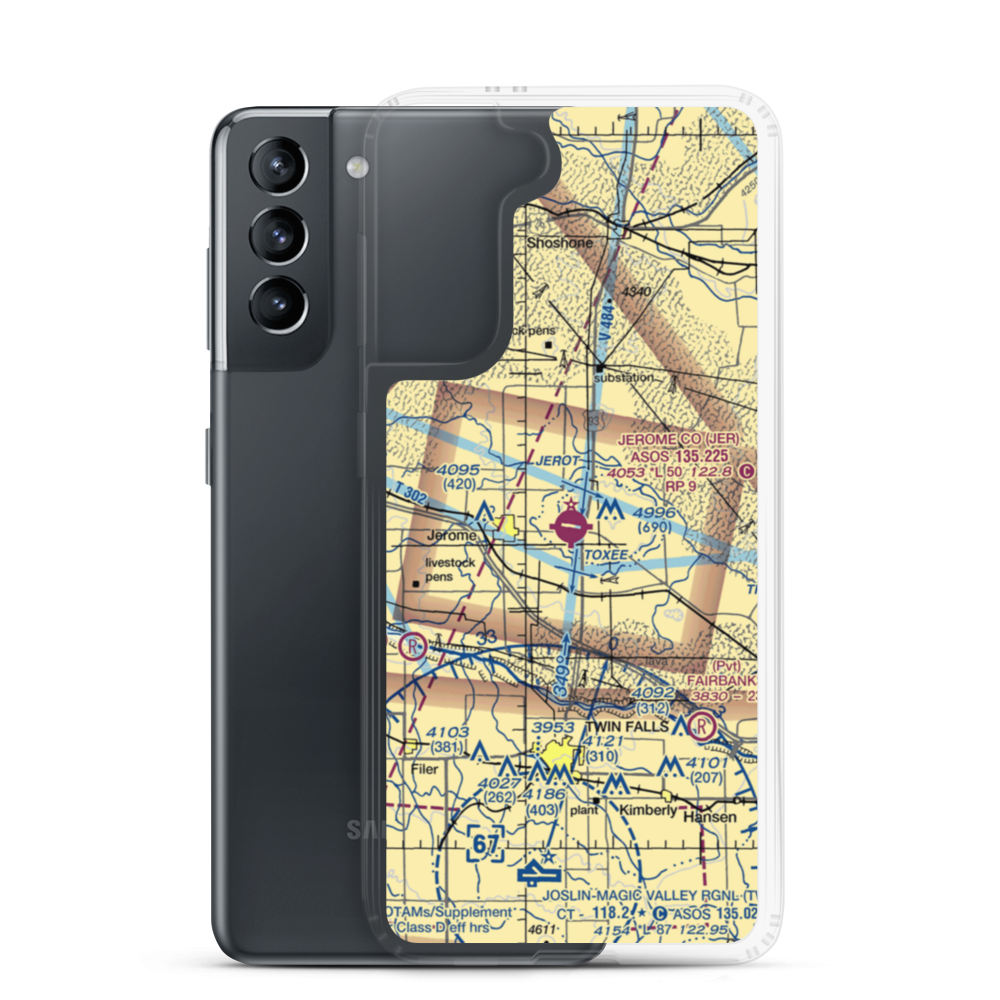 Jerome County Airport (JER) VFR Sectional Samsung Case Samsung Galaxy S21 model shown