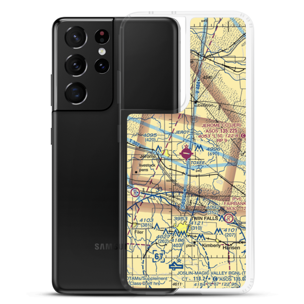 Jerome County Airport (JER) VFR Sectional Samsung Case Samsung Galaxy S21 Ultra model shown