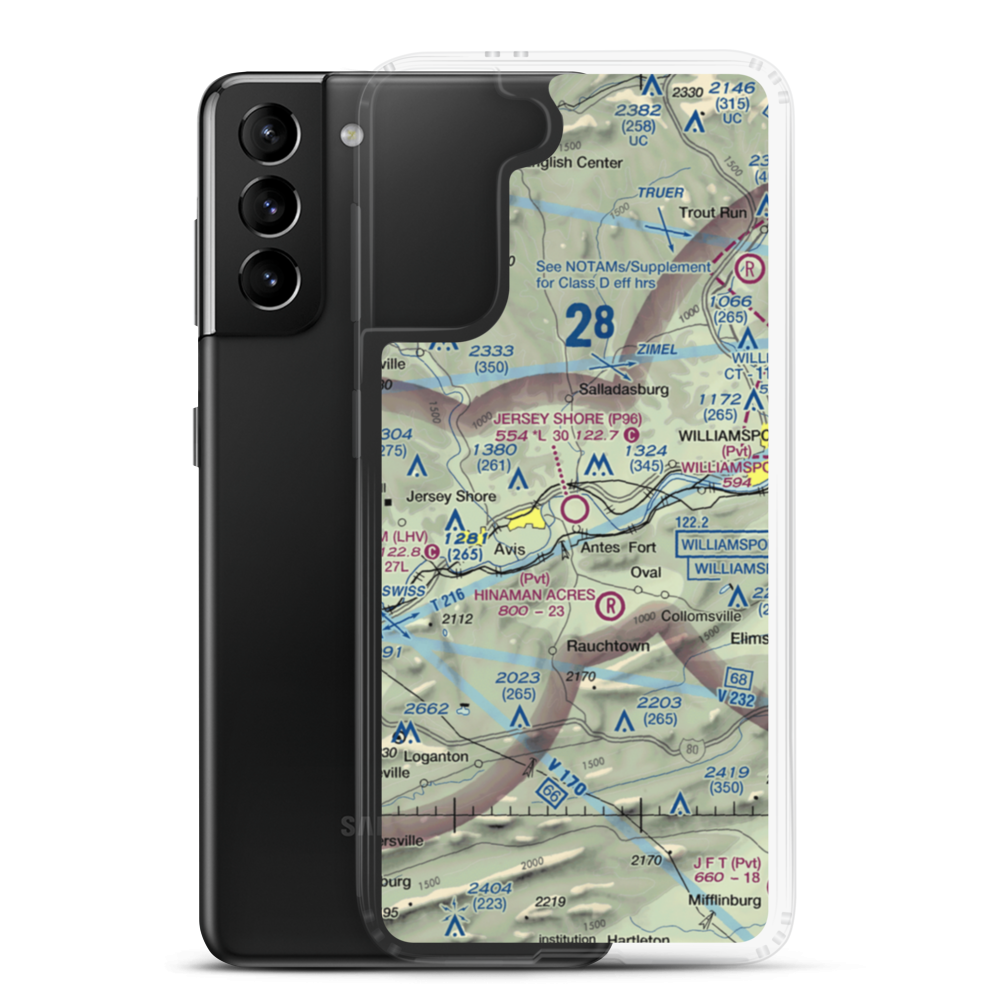 Jersey Shore Airport (P96) VFR Sectional Samsung Case Samsung Galaxy S21 Plus model shown