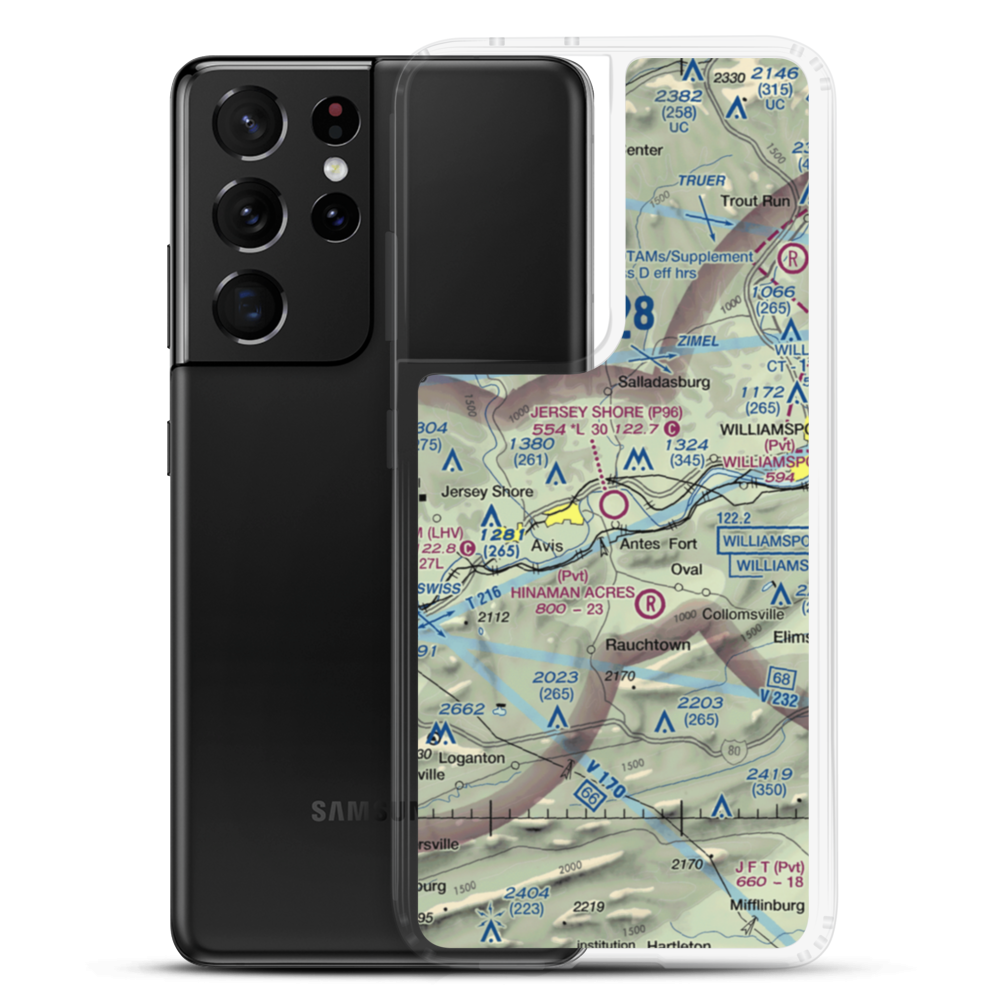 Jersey Shore Airport (P96) VFR Sectional Samsung Case Samsung Galaxy S21 Ultra model shown