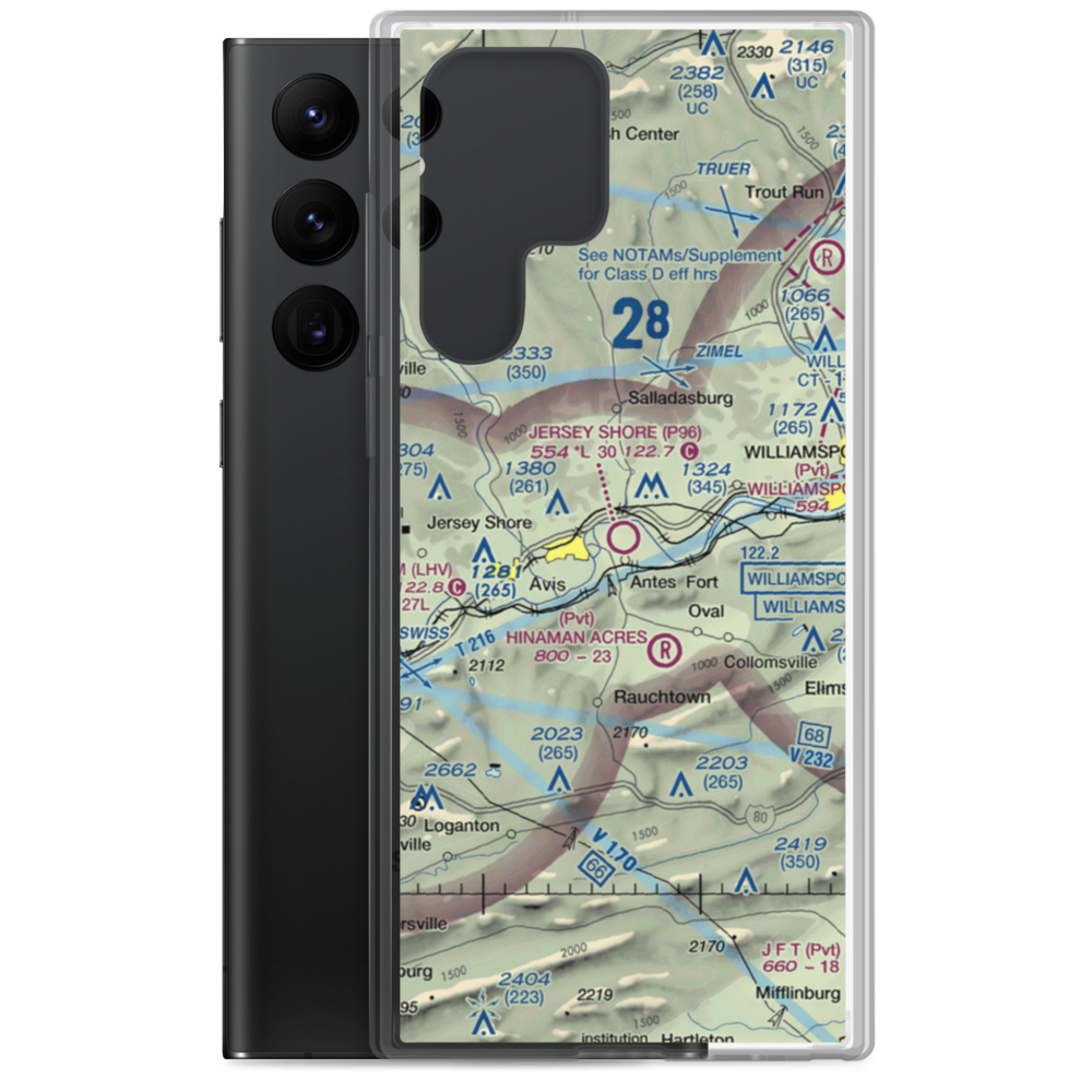 Jersey Shore Airport (P96) VFR Sectional Samsung Case Samsung Galaxy S22 Ultra model shown