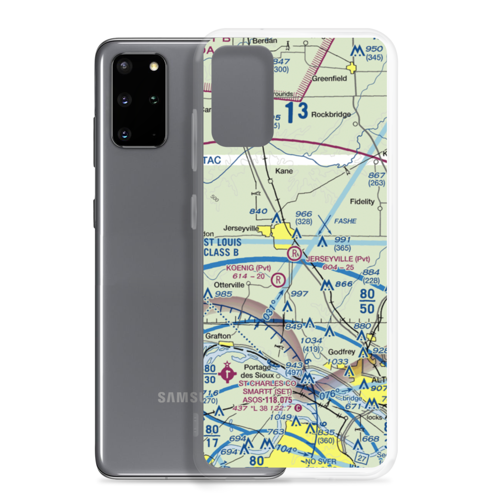 Jerseyville Aviation Inc Airport (0LL1) VFR Sectional Samsung Case Samsung Galaxy S20 Plus model shown
