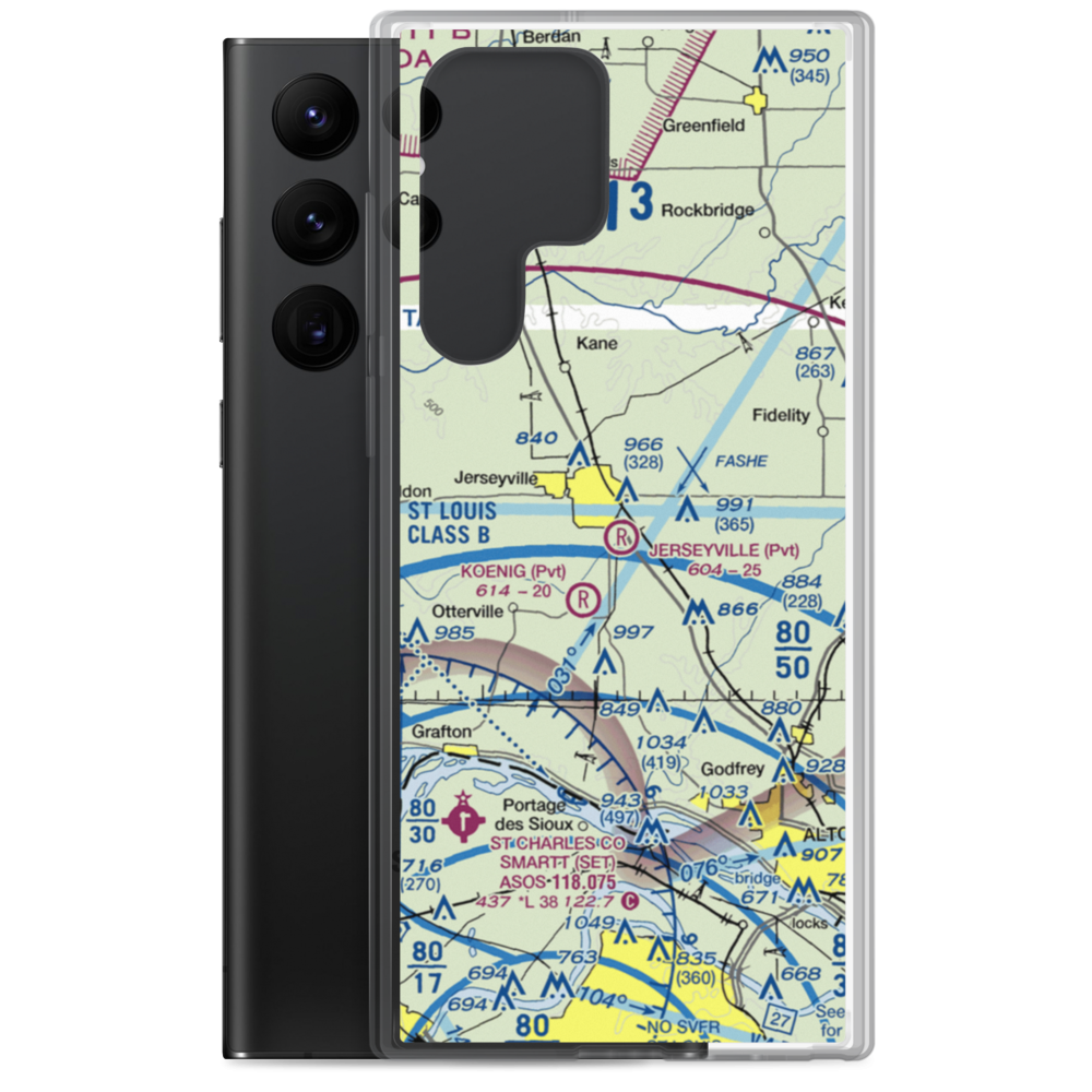 Jerseyville Aviation Inc Airport (0LL1) VFR Sectional Samsung Case Samsung Galaxy S22 Ultra model shown