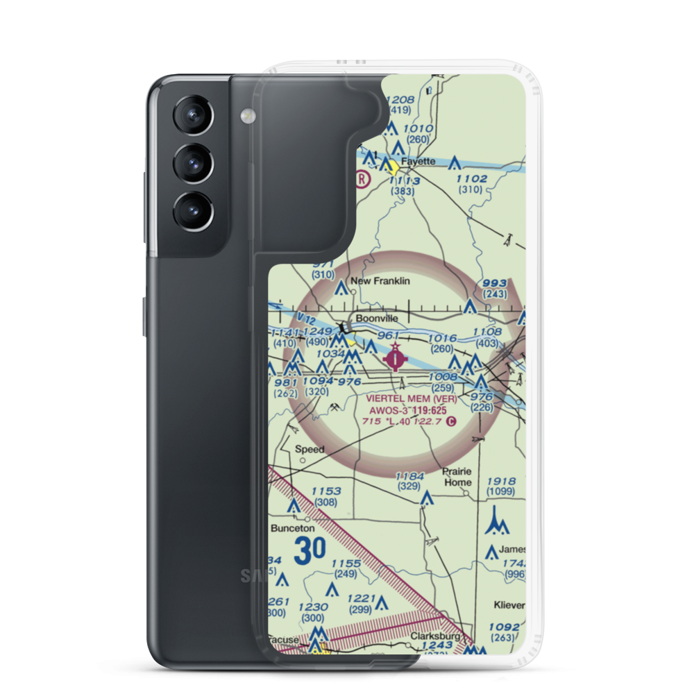 Jesse Viertel Memorial Airport (VER) VFR Sectional Samsung Case Samsung Galaxy S21 model shown