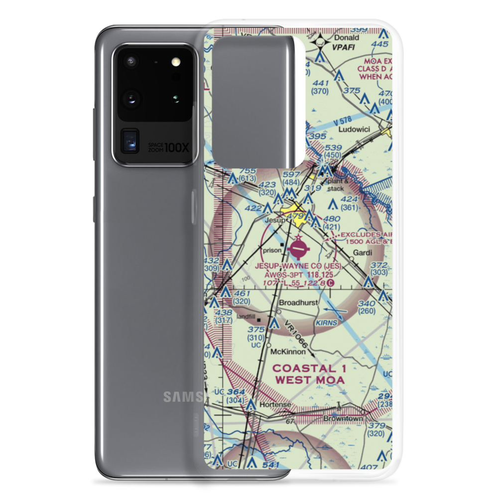 Jesup Wayne County Airport (JES) VFR Sectional Samsung Case Samsung Galaxy S20 Ultra model shown