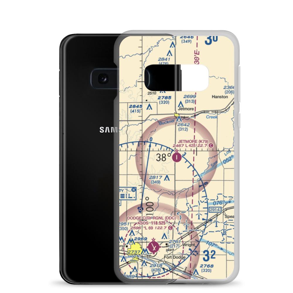 Jetmore Municipal Airport (K79) VFR Sectional Samsung Case Samsung Galaxy S10e model shown