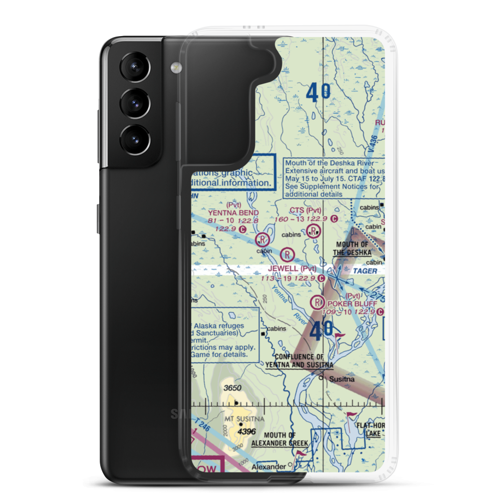 Jewell Airport (AK72) VFR Sectional Samsung Case Samsung Galaxy S21 Plus model shown