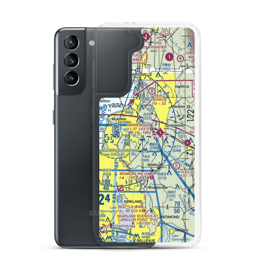 Jim & Julie's Airport (96WA) VFR Sectional Samsung Case Samsung Galaxy S21 model shown