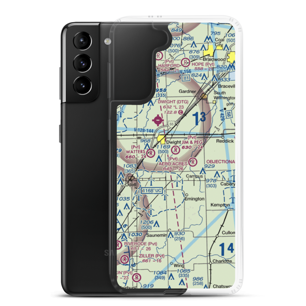 Jim & Peg Airport (61IS) VFR Sectional Samsung Case Samsung Galaxy S21 Plus model shown