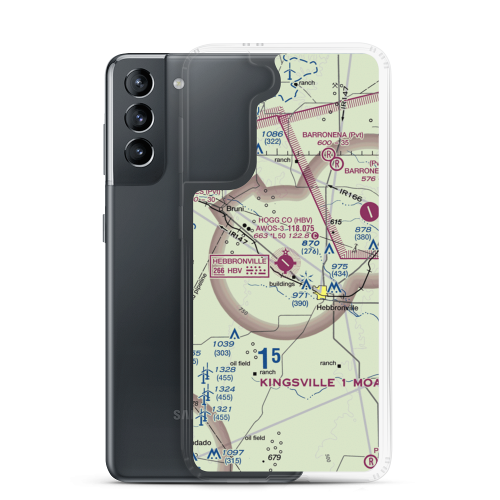 Jim Hogg County Airport (HBV) VFR Sectional Samsung Case Samsung Galaxy S21 model shown