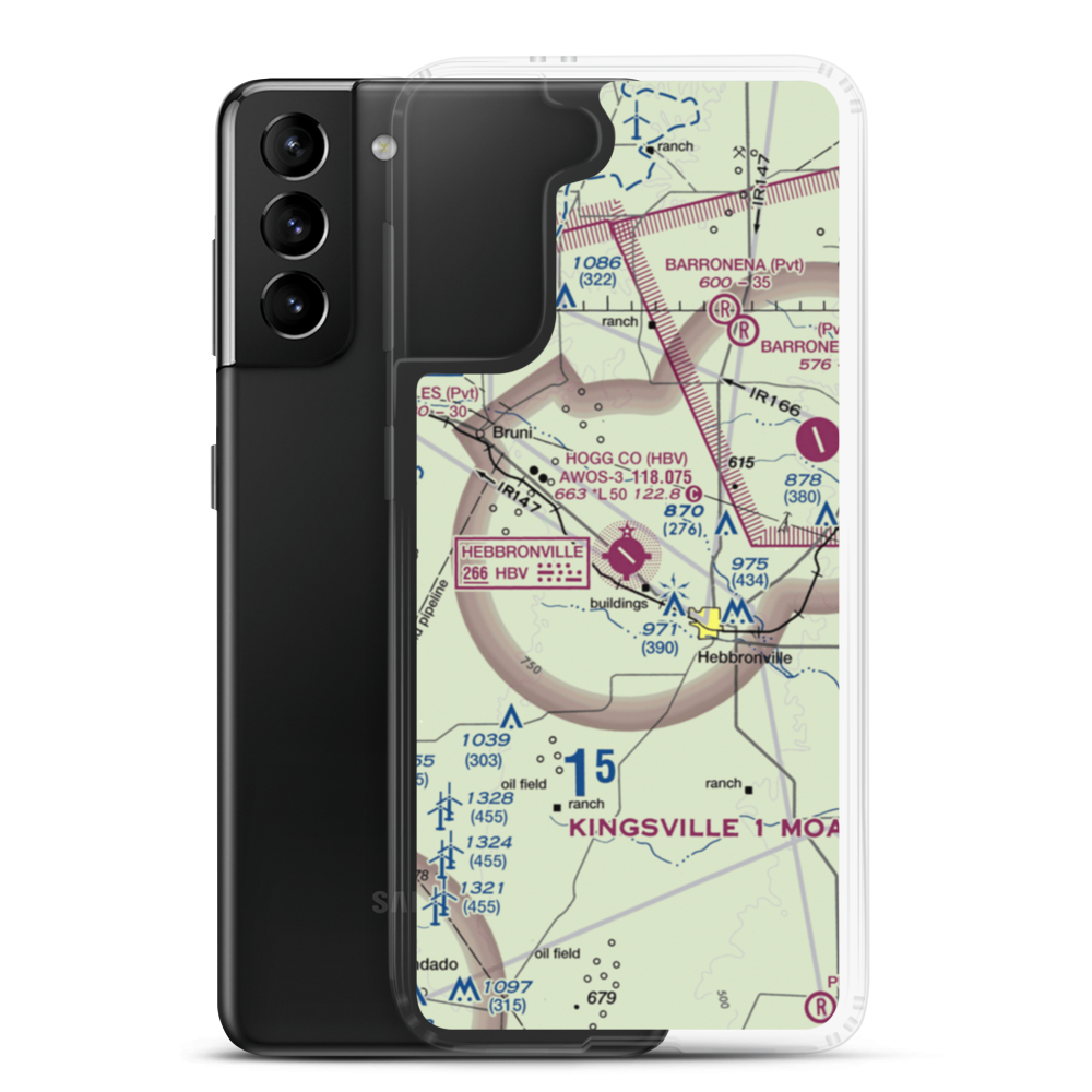 Jim Hogg County Airport (HBV) VFR Sectional Samsung Case Samsung Galaxy S21 Plus model shown