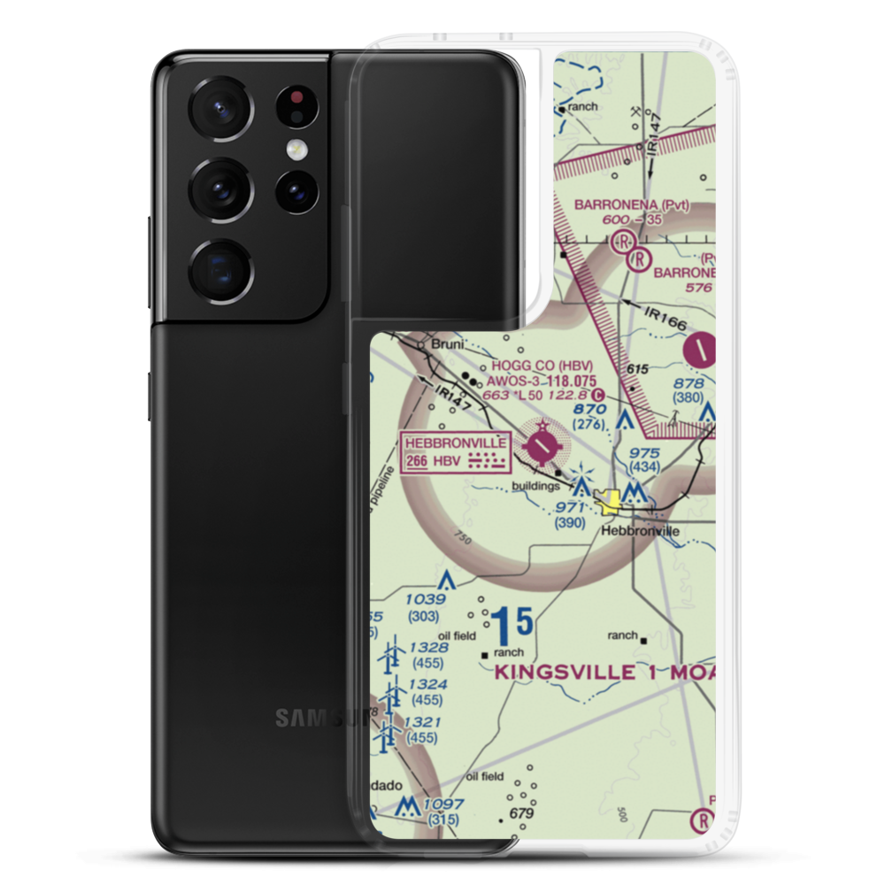 Jim Hogg County Airport (HBV) VFR Sectional Samsung Case Samsung Galaxy S21 Ultra model shown