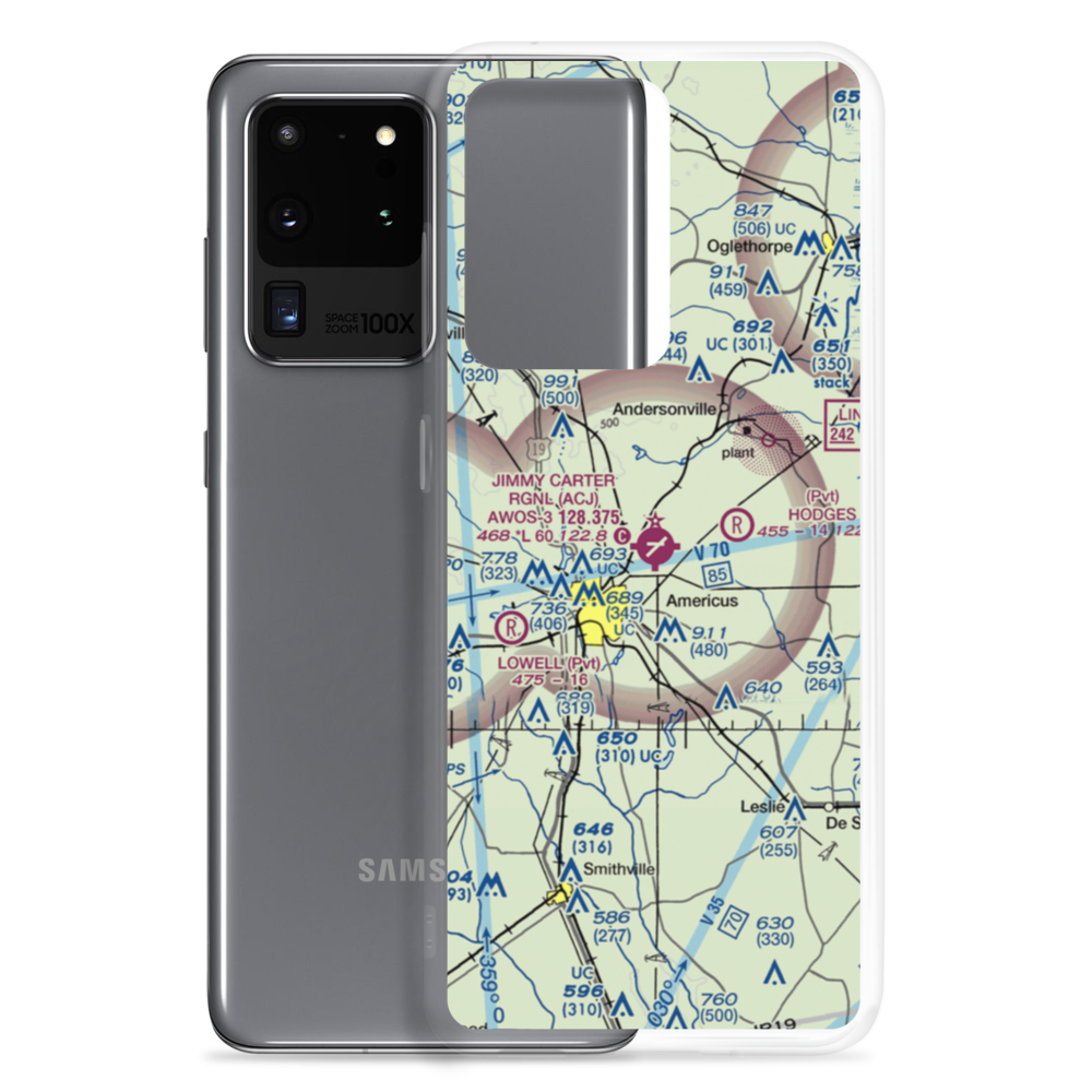 Jimmy Carter Regional Airport (ACJ) VFR Sectional Samsung Case Samsung Galaxy S20 Ultra model shown