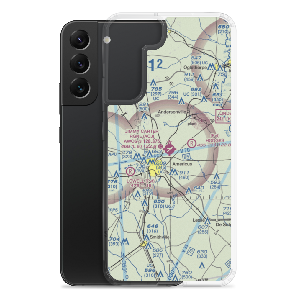 Jimmy Carter Regional Airport (ACJ) VFR Sectional Samsung Case Samsung Galaxy S22 Plus model shown