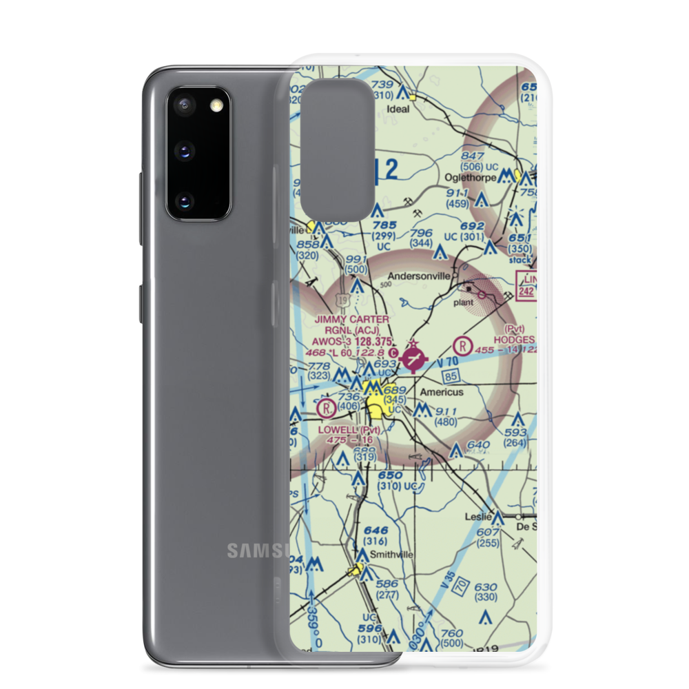 Jimmy Carter Regional Airport (ACJ) VFR Sectional Samsung Case Samsung Galaxy S20 model shown