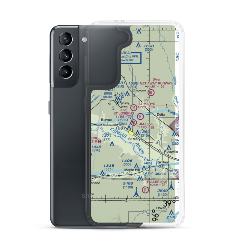 Jmj Landing Airport (02KS) VFR Sectional Samsung Case Samsung Galaxy S21 model shown