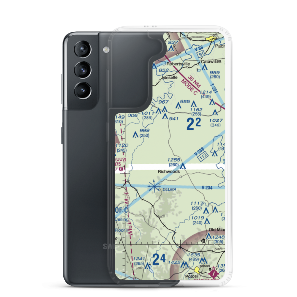 Joan Lake Airport (8MO4) VFR Sectional Samsung Case Samsung Galaxy S21 model shown